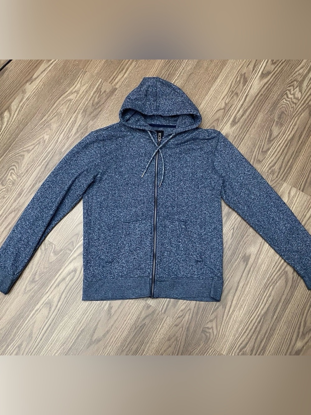 Fleece Collection Women Medium Full Zip Hoodie Blue Marled Heathered Sweatshirt
